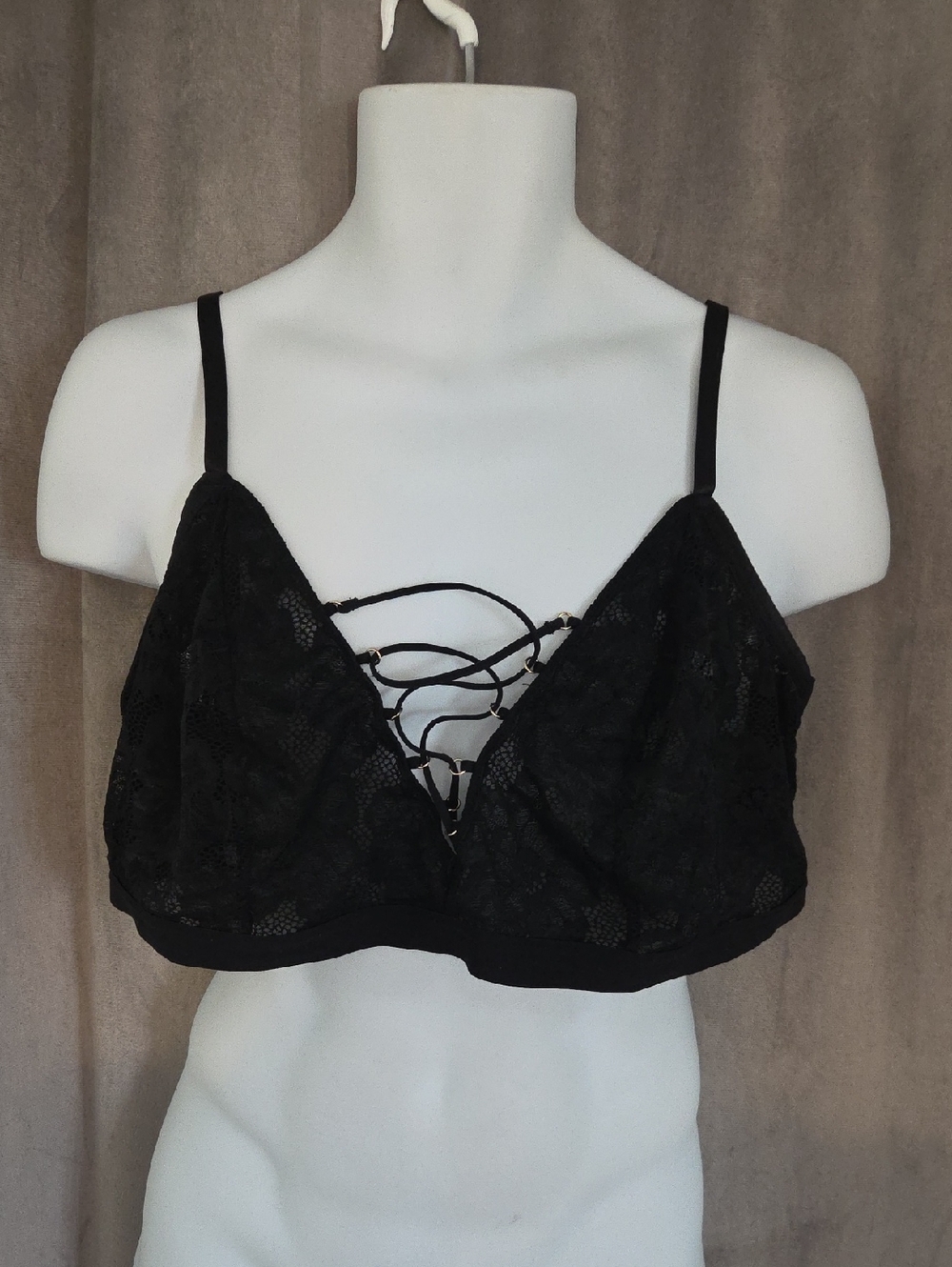 torrid Black Lace Plunge Bralette with Front Lace-Up
